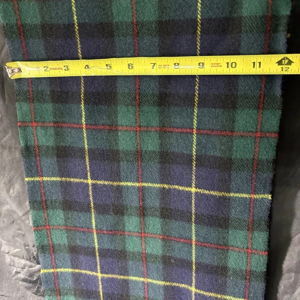 Polo Ralph Lauren Made in Italy Tartan Wool Scarf Pony Logo Italian Navy Green